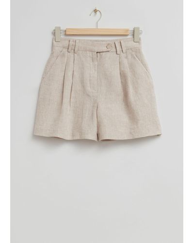 & Other Stories Relaxed Linen Shorts - Natural