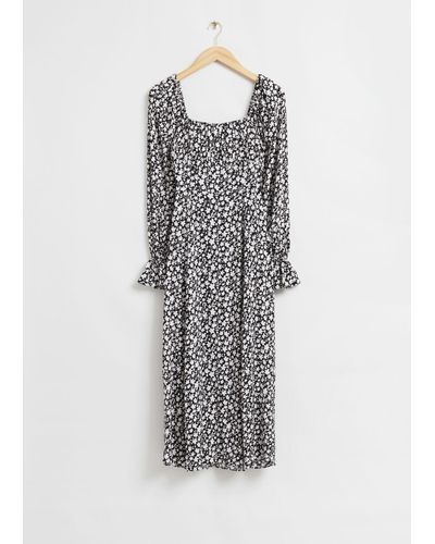 & Other Stories Relaxed Double-puff Sleeve Dress - White