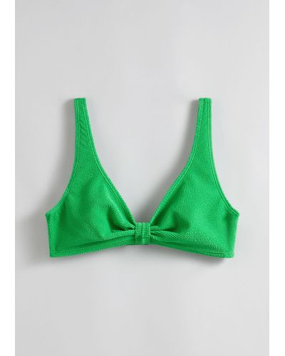 & Other Stories Textured Triangle Bikini Top - Green