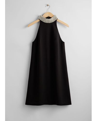 & Other Stories Pearl-collar Mini Dress - Black