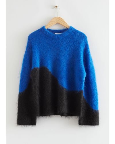 & Other Stories Relaxed Fluffy Mohair Sweater - Blue