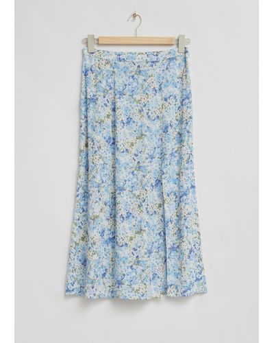 & Other Stories Side Slit Midi Skirt - Blue