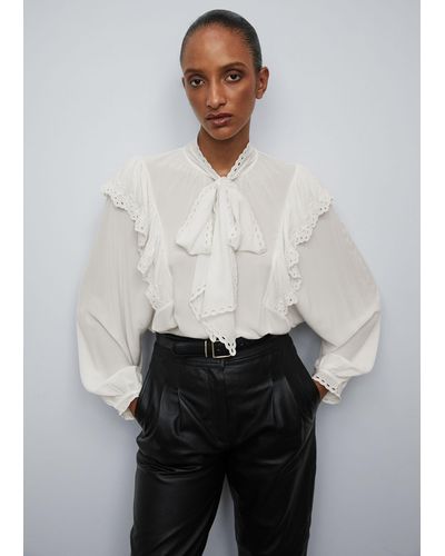 & Other Stories Scalloped Ruffle Blouse - White