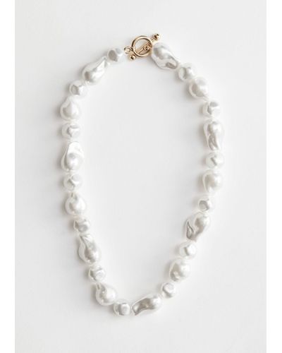 & Other Stories Organic Pearl Bead Necklace - White