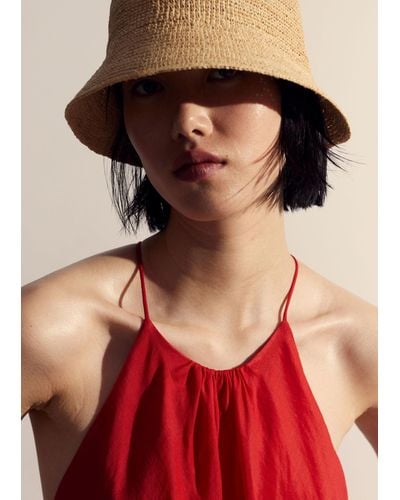 & Other Stories Woven Raffia Bucket Hat - Natural