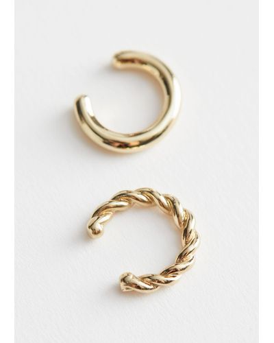 & Other Stories Two Pack Mismatch Ear Cuffs - White