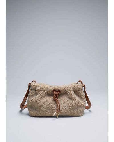 & Other Stories Leather-trimmed Pile Bag - Grey