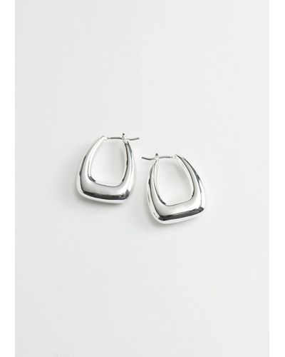 & Other Stories Chunky Oval Hoop Earrings - Metallic