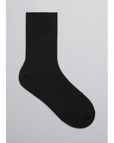 & Other Stories Ribbed Socks - Black