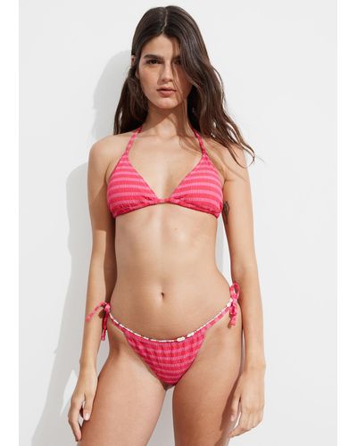 & Other Stories Tie-detailed Triangle Bikini Top - Red