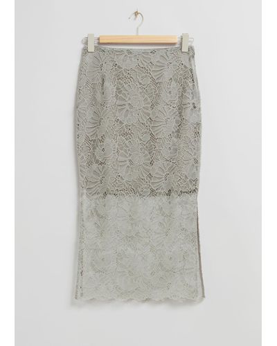 & Other Stories Decorative Lace Pencil Skirt - Gray