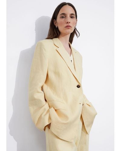 & Other Stories Fitted Linen Blazer - Natural