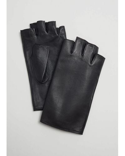 & Other Stories Fingerless Leather Gloves - Black