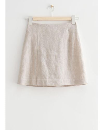 & Other Stories Linen Mini Skirt - Natural