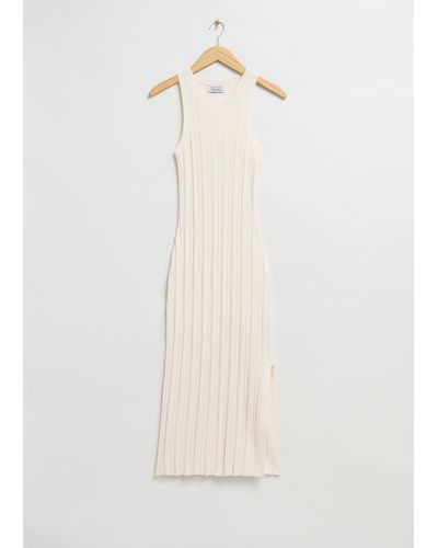& Other Stories Fitted Midi Tank Dress - White