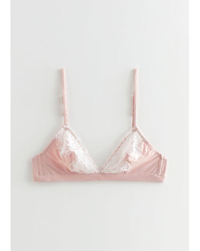 & Other Stories Soutien-gorge souple avec bords en dentelle - Rose