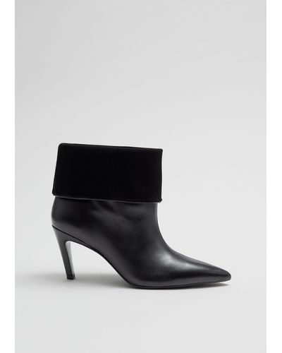 & Other Stories Fold-over Shafts Ankle Boots - Black