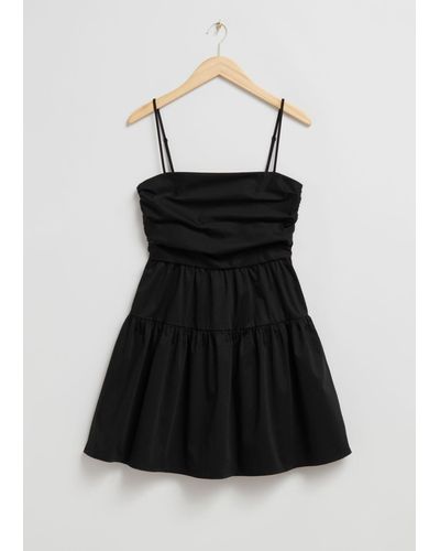 & Other Stories Babydoll Pleated Bodice Dress - Black