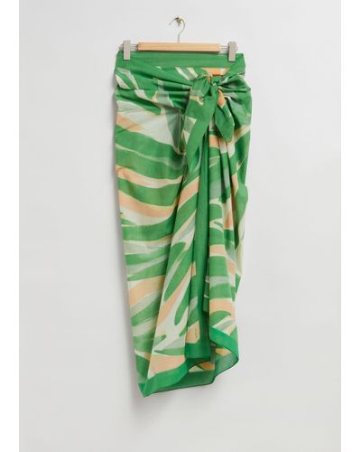 & Other Stories Printed Cotton Sarong - Green
