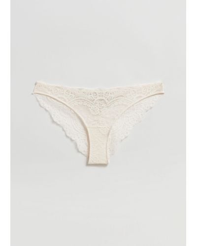 & Other Stories Satin Lace Briefs - White