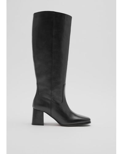 & Other Stories Leather Knee Boots - Black