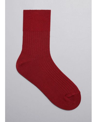 & Other Stories Ribbed Socks - Red