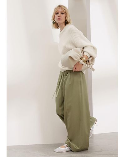 & Other Stories Wide Belted Pants - Natural