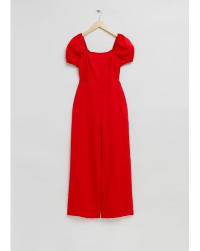 & Other Stories Open Tie-back Detail Jumpsuit - Red