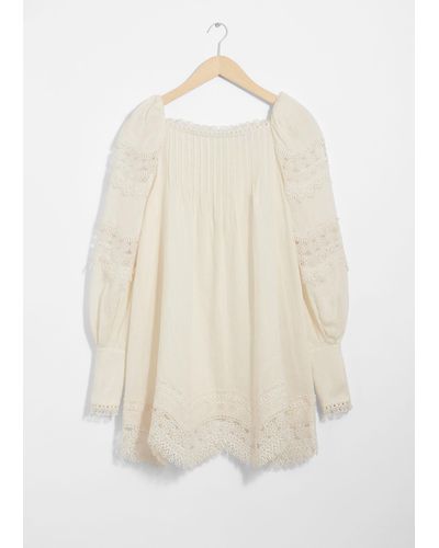 & Other Stories Lace-trimmed Mini Dress - White