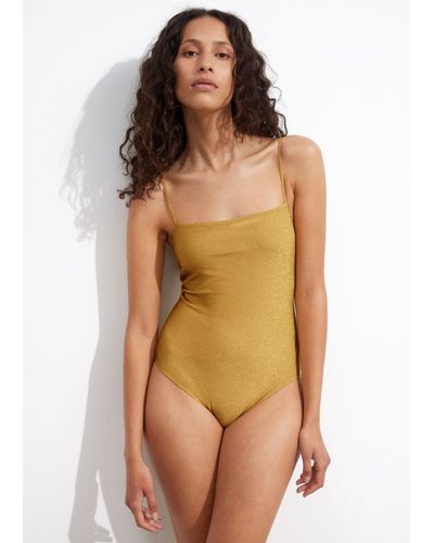 & Other Stories Strappy Glitter Swimsuit - Metallic