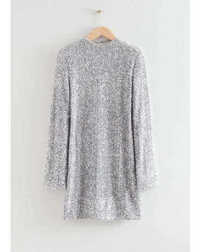 & Other Stories Fitted Sequin Mini Dress - Gray