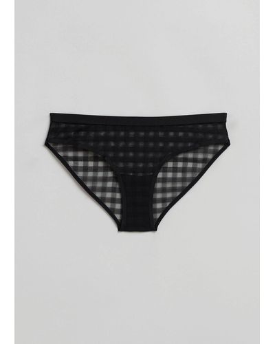 & Other Stories Sheer Checkered Briefs - Black