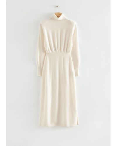 & Other Stories Wool Knit Midi Dress - White