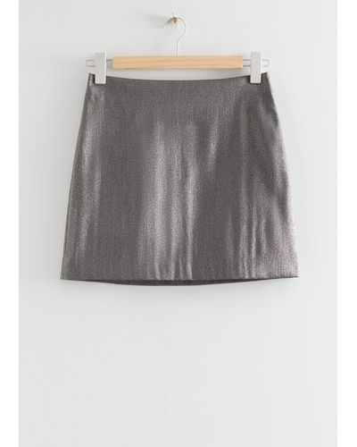 & Other Stories Metallic Mini Skirt - Grey