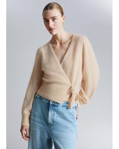 & Other Stories Knitted Wrap Sweater - Blue