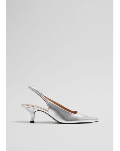 & Other Stories Slingback Point-toe Pumps - White