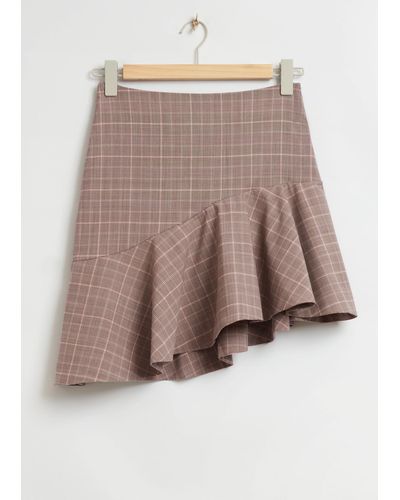 & Other Stories Frilled Peplum Mini Skirt - Natural