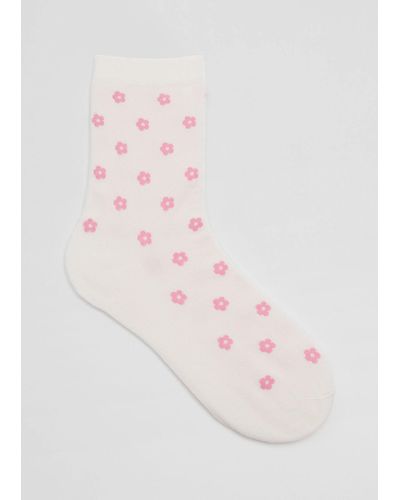 & Other Stories Floral Socks - Pink