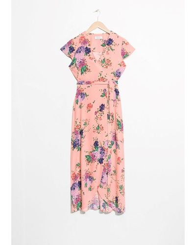 & Other Stories Floral Wrap Dress - Pink