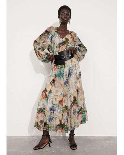 & Other Stories Voluminous Sleeve Midi Dress - Multicolor