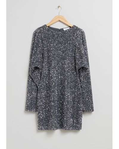 & Other Stories Sequin Mini Dress - Grey