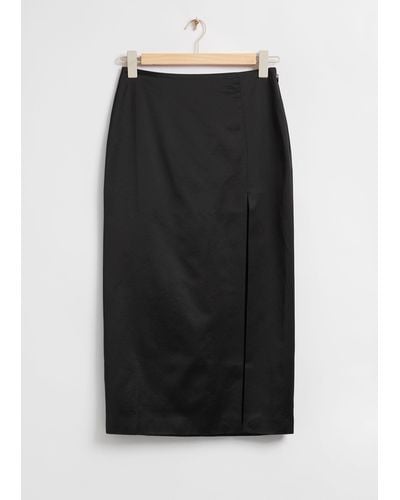 & Other Stories Fitted Midi Slit Skirt - Black