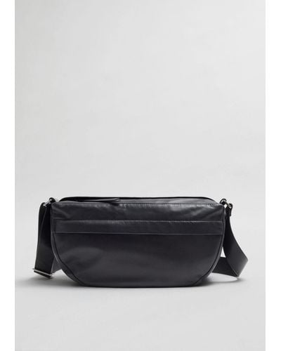 & Other Stories Large Leather Crossbody Bag - Gray