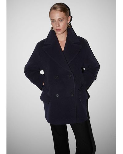 & Other Stories Relaxed Pea Coat - Blue