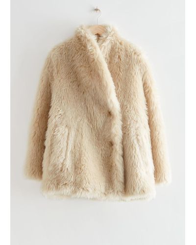 & Other Stories Faux Fur Jacket - Natural