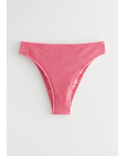 & Other Stories Textured Tanga Bikini Bottoms - Pink