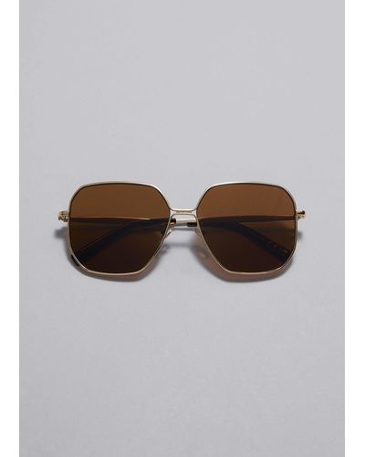 & Other Stories Oversized Metal-frame Sunglasses - Brown