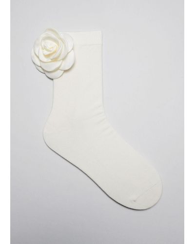 & Other Stories Rose Appliqué Socks - White
