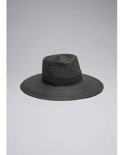& Other Stories Grosgrain-trimmed Straw Hat - Black