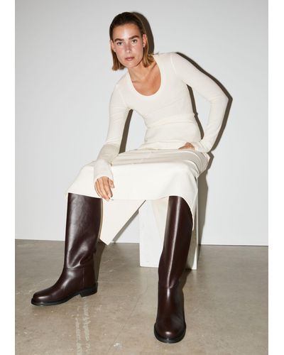 & Other Stories Leather Riding Boots - Natural